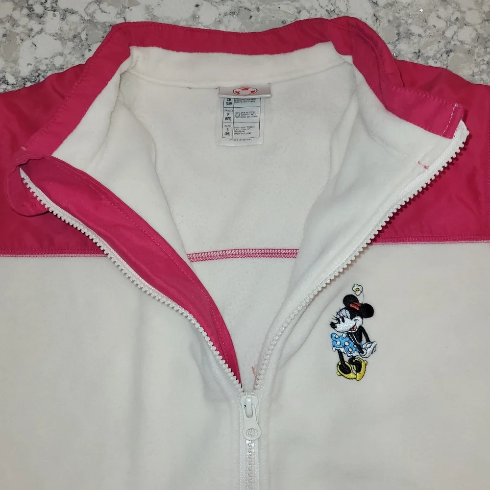 Disney Minnie Mouse Full Zip Fleece Pink White Small/Medium - Picture 3 of 10
